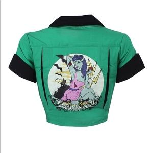 Spooky Retro Liviing Dead Hell Bunny Cropped Shirt
